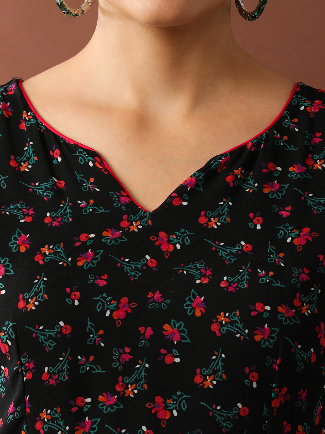 Floral Printed A-Line Georgette Ethnic Dress