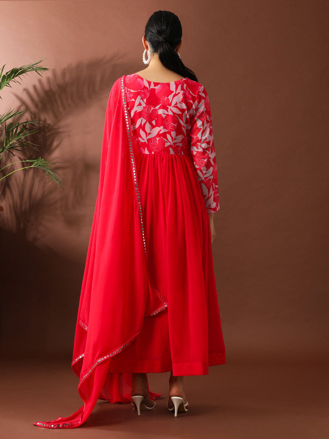 Floral Embroidered A-Line Georgette Ethnic Dress