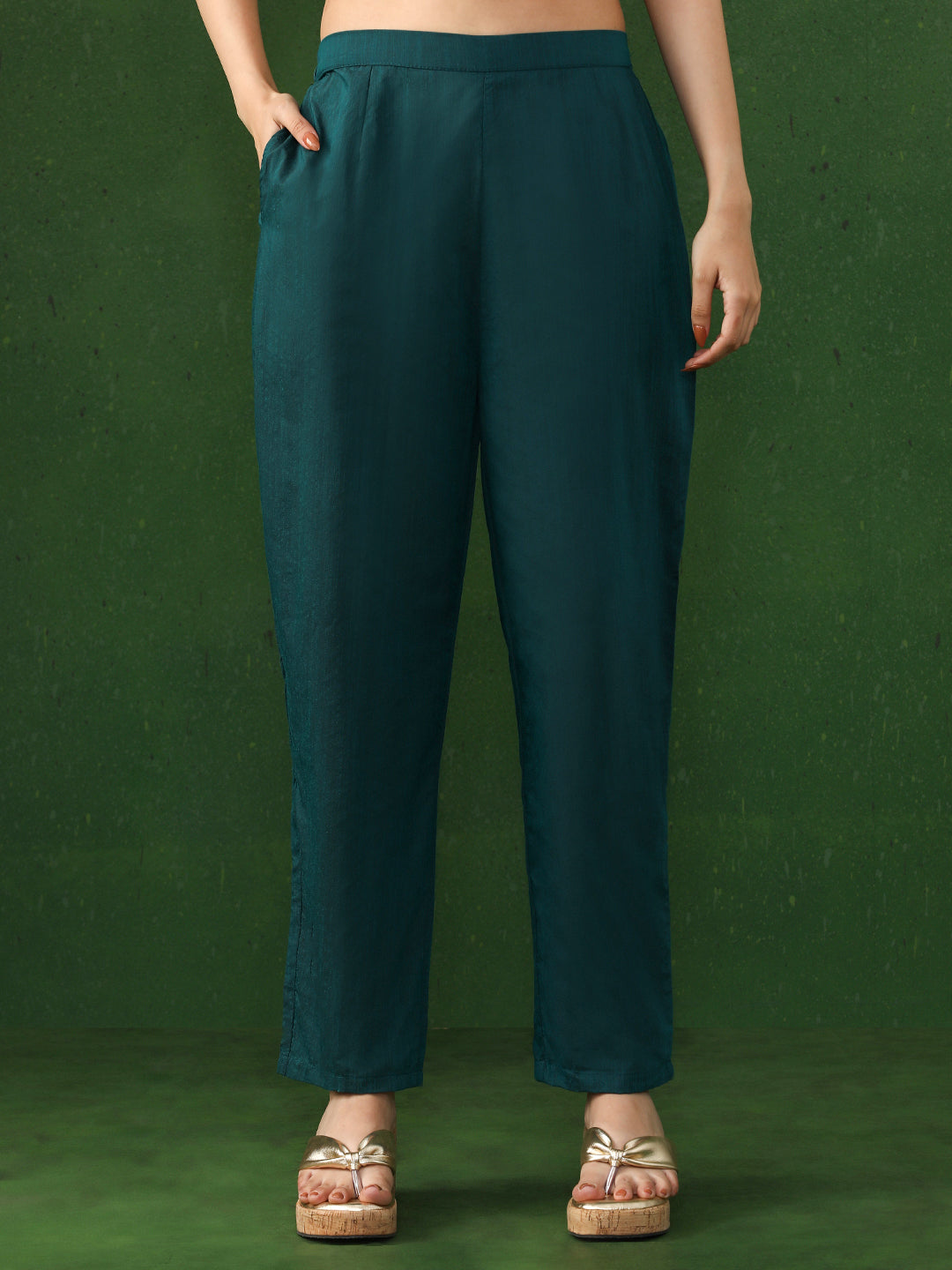 Floral Embroidered Straight Kurta & Trousers Sets