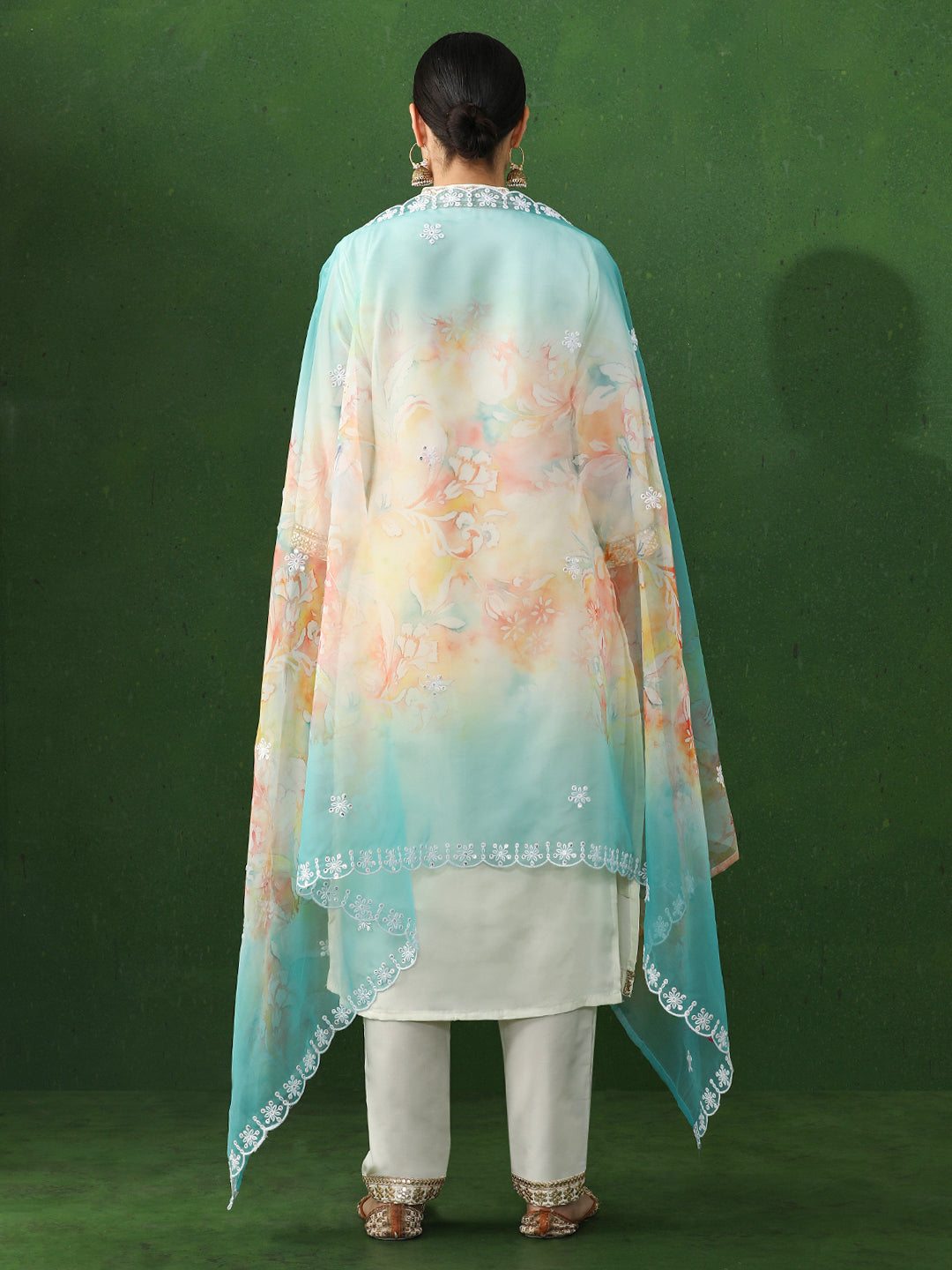 Solid Embroidered Straight Chanderi Silk Kurta & Trousers Sets