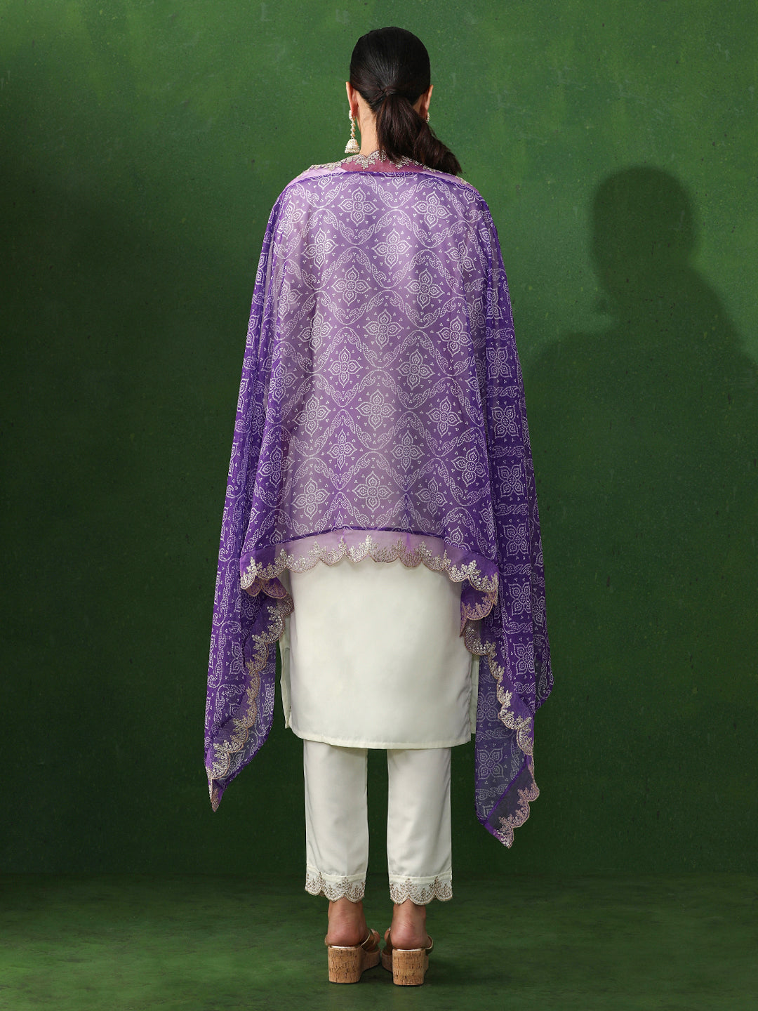 Floral Embroidered Straight Chanderi Silk Kurta & Trousers Sets