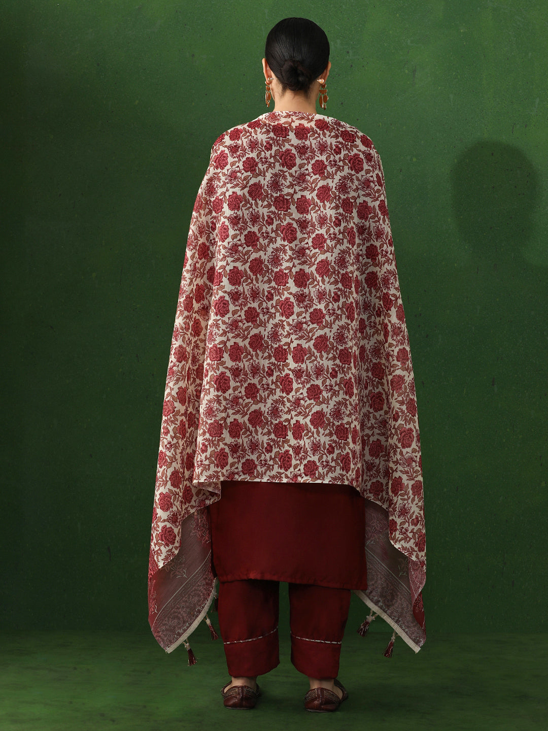 Solid Embroidered A-Line Cotton Silk Kurta & Trousers Sets