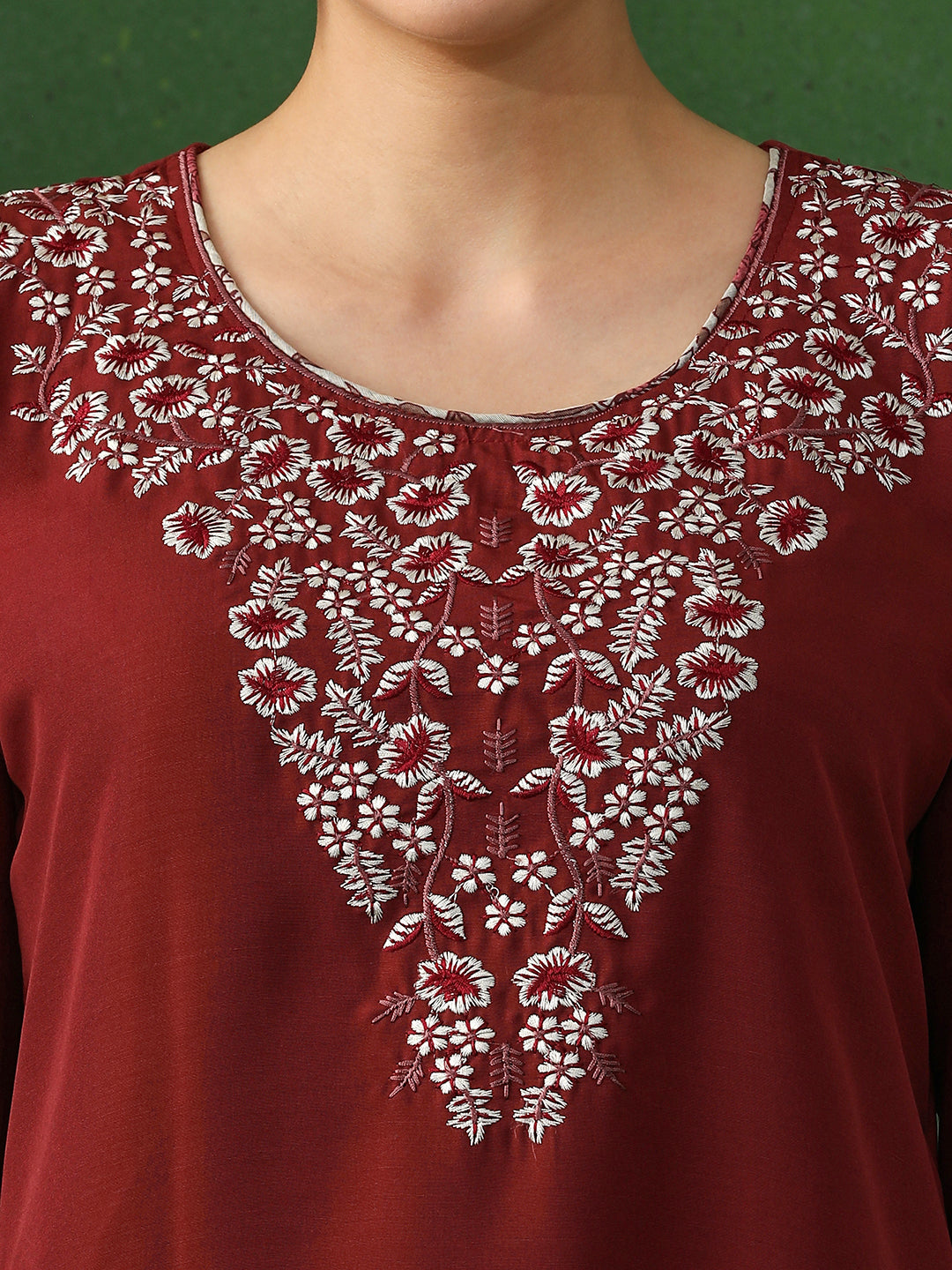 Solid Embroidered A-Line Cotton Silk Kurta & Trousers Sets