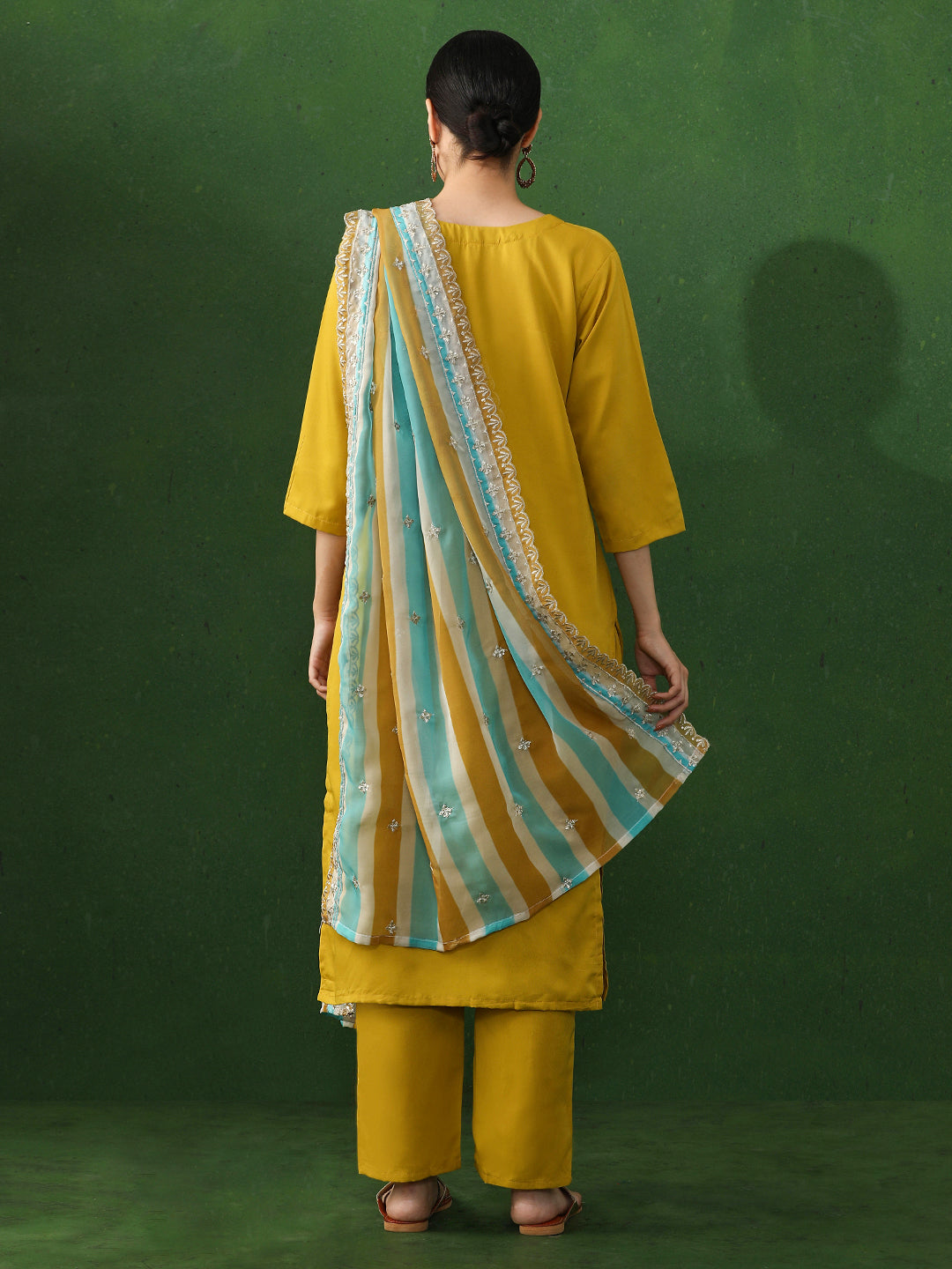 Floral Embroidered A-Line Silk Blend Kurta & Trousers Sets