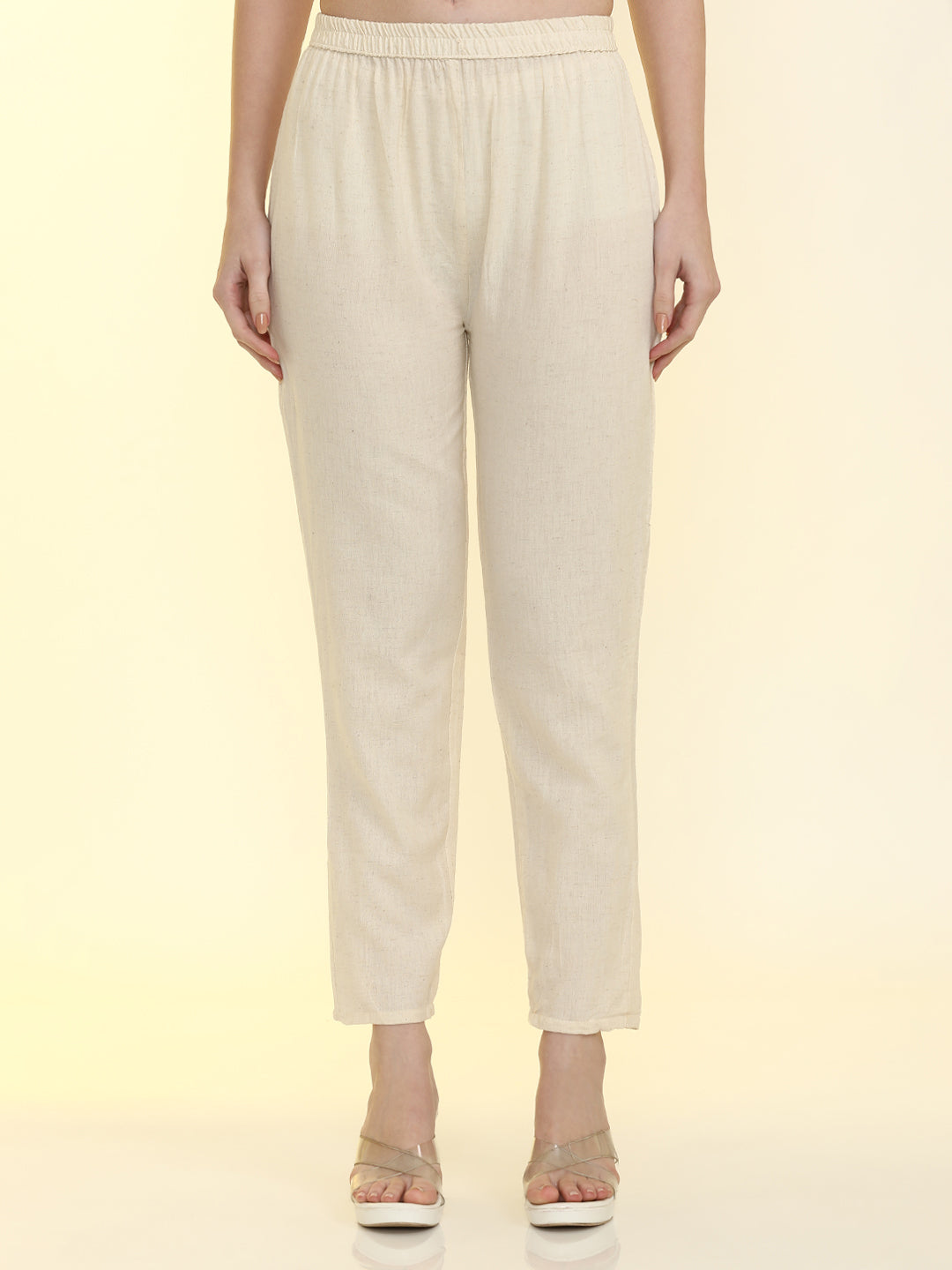 Floral Embroidered Cotton Blend Flared Kurta with Trousers