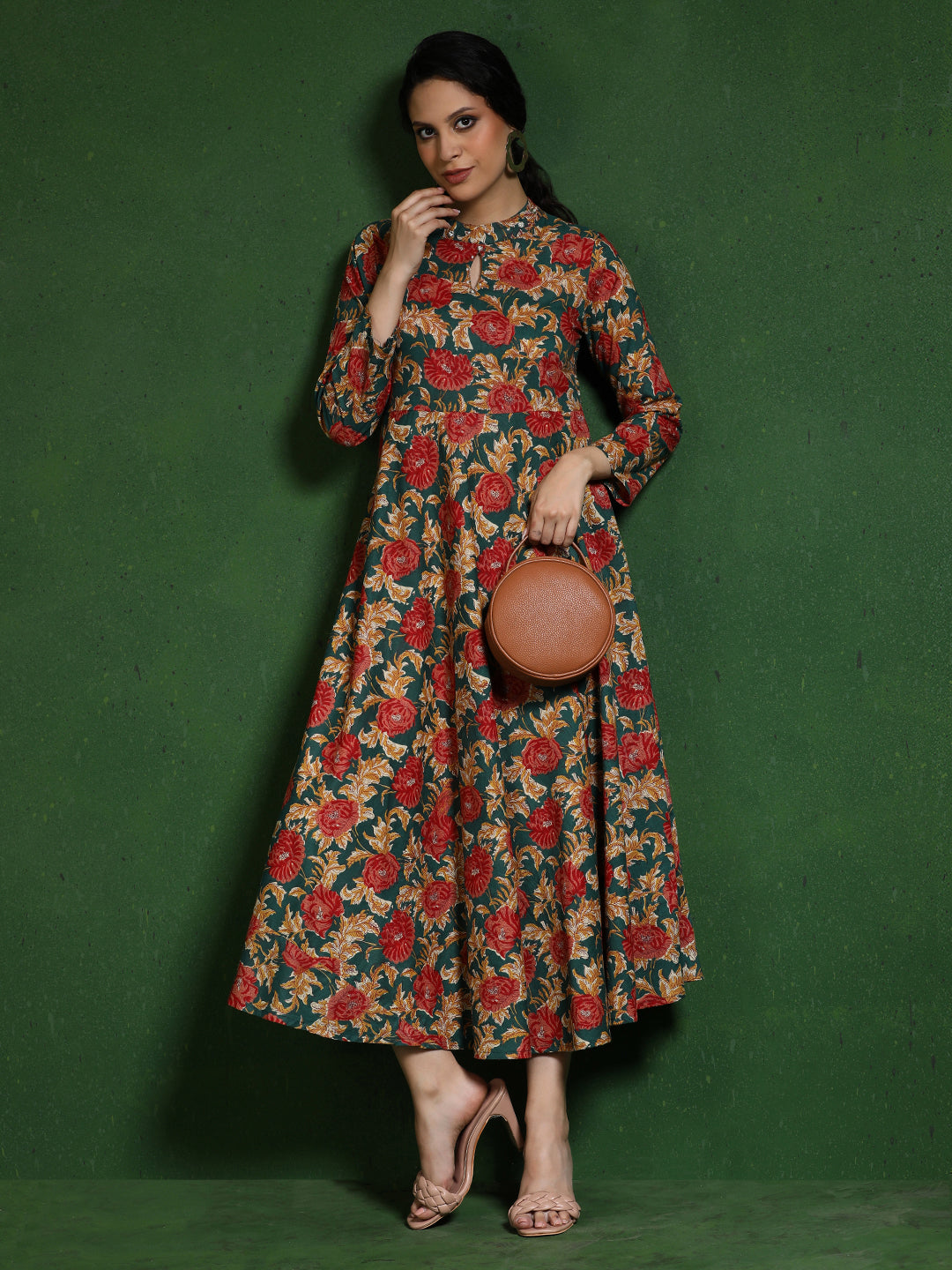 Floral Printed A-Line Pure Cotton Dress