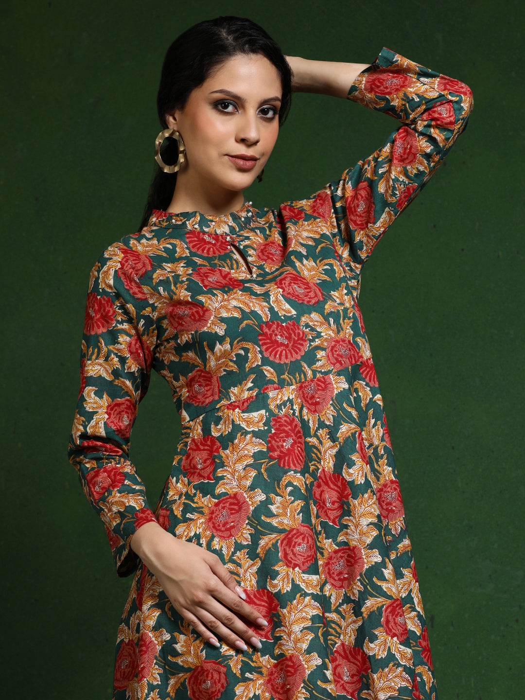 Floral Printed A-Line Pure Cotton Dress