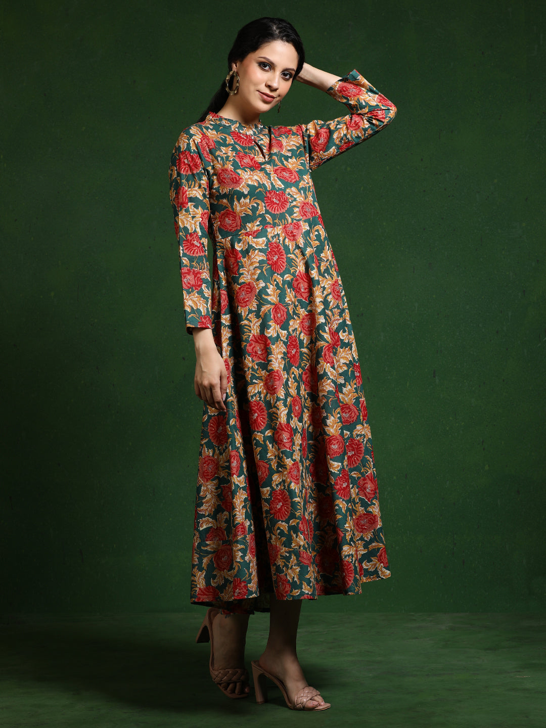 Floral Printed A-Line Pure Cotton Dress