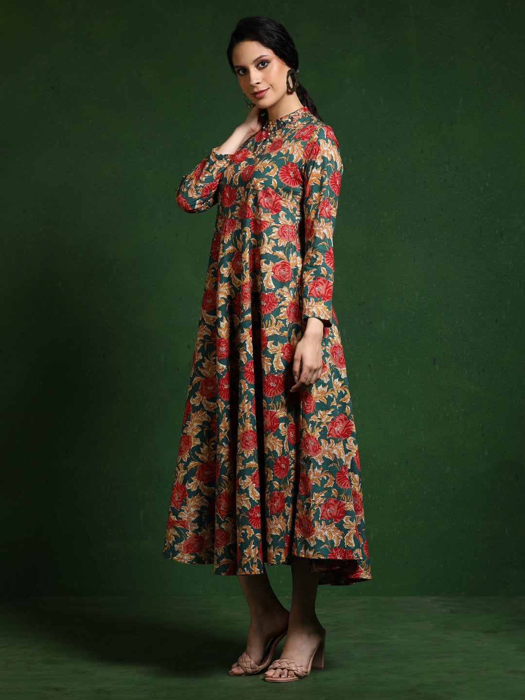 Floral Printed A-Line Pure Cotton Dress