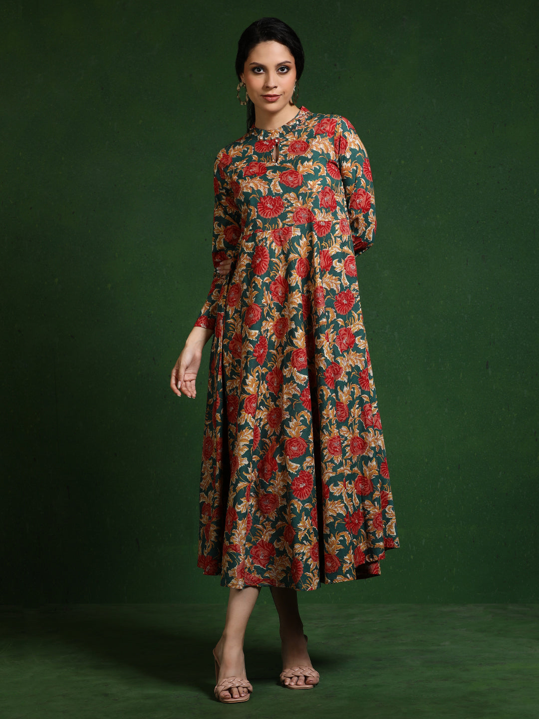 Floral Printed A-Line Pure Cotton Dress