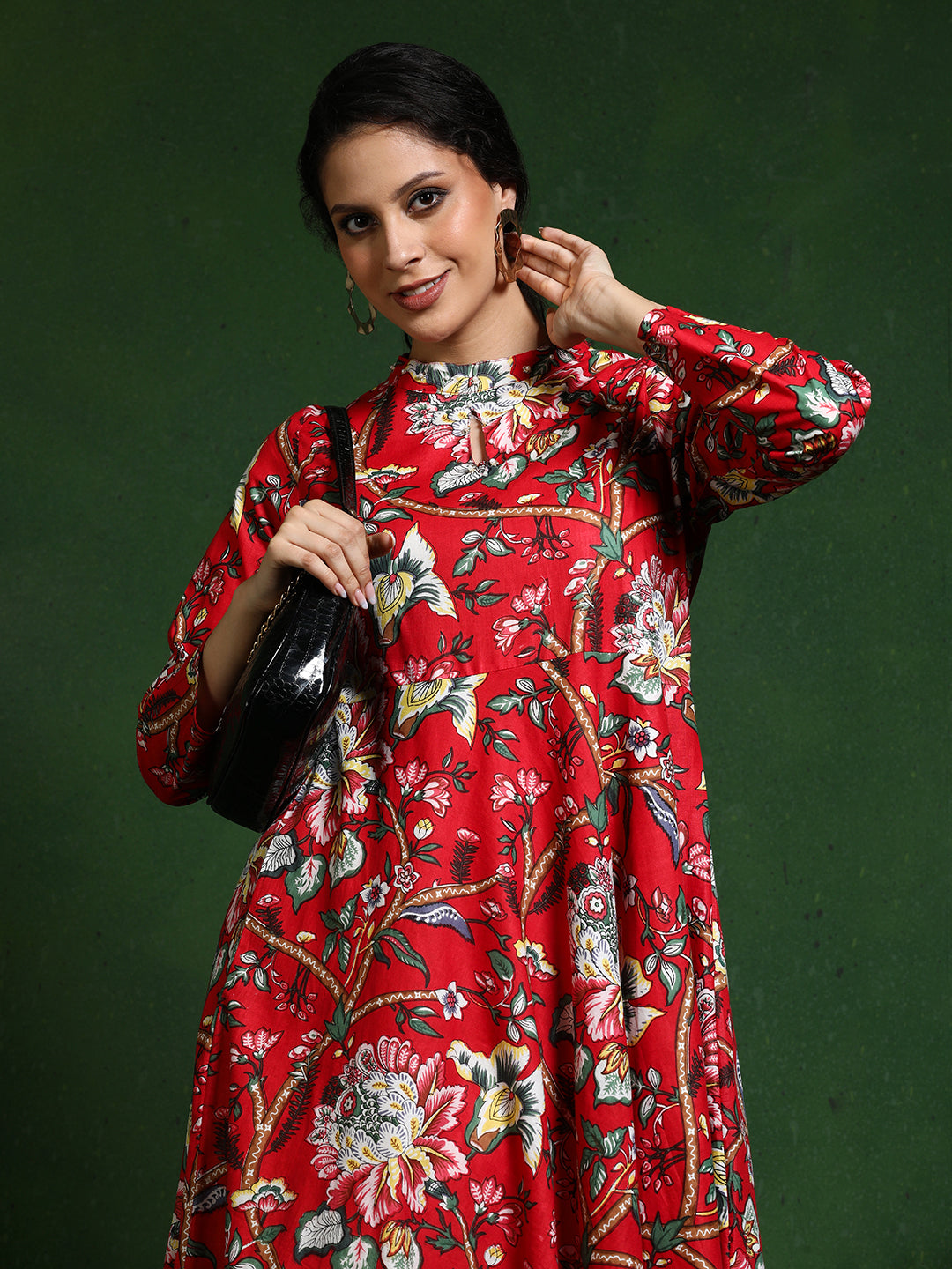 Floral Printed A-Line Pure Cotton Dress