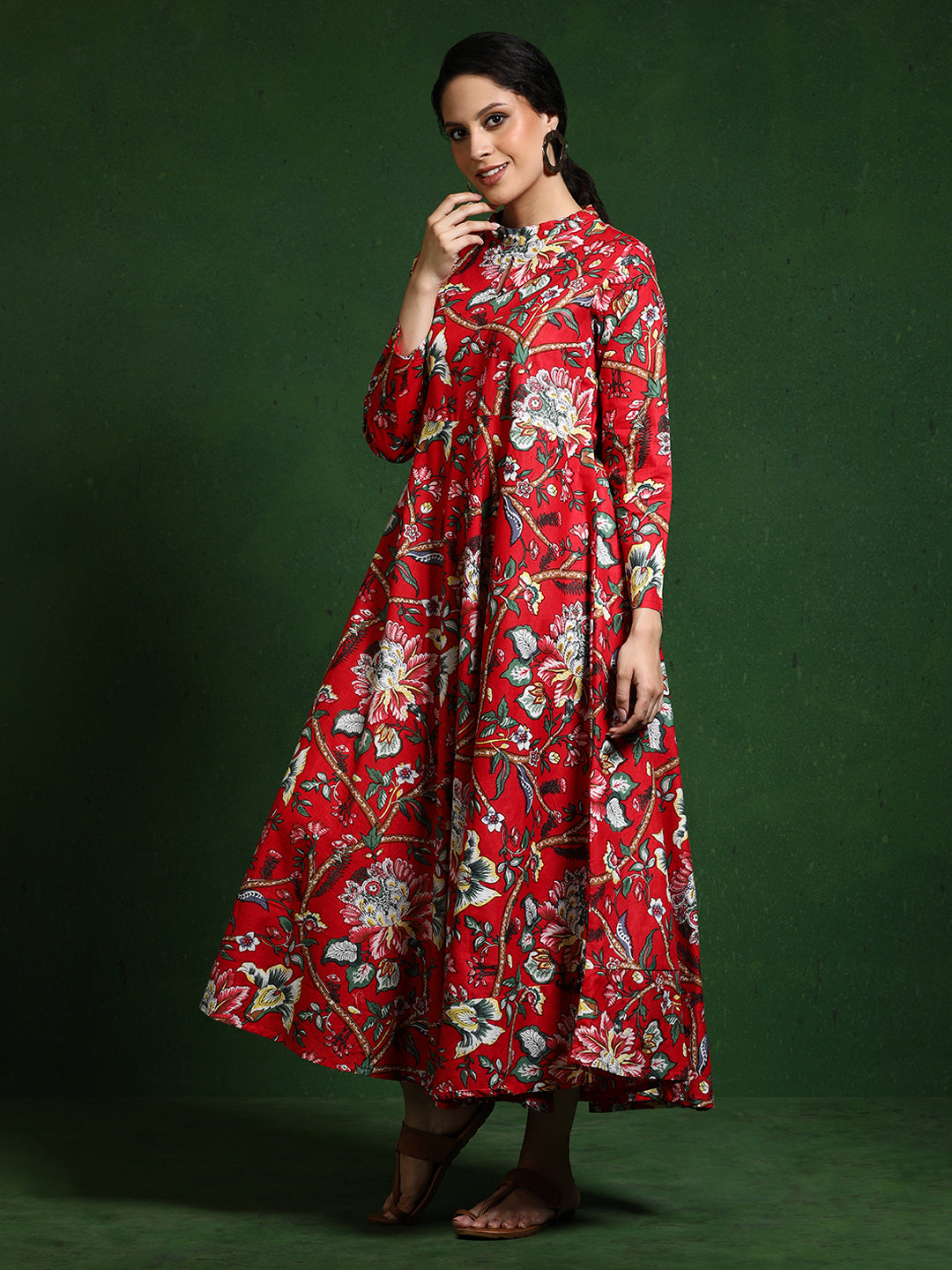 Floral Printed A-Line Pure Cotton Dress