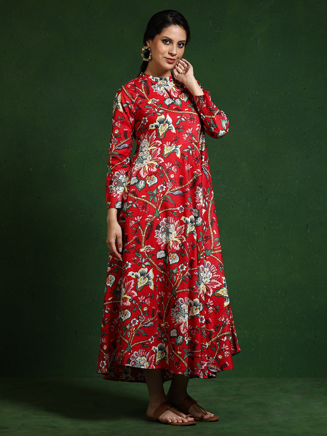 Floral Printed A-Line Pure Cotton Dress