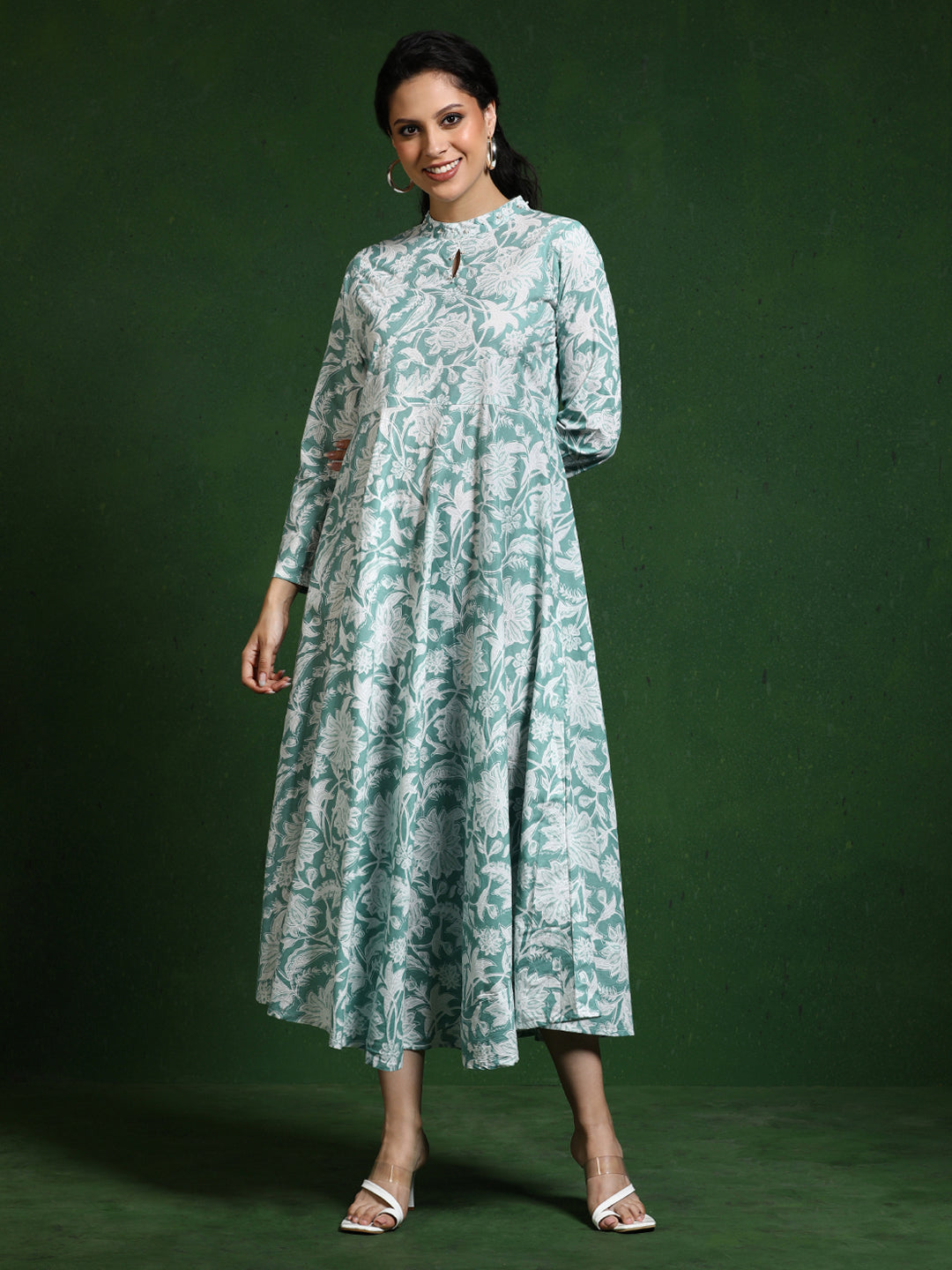 Floral Printed A-Line Pure Cotton Dress