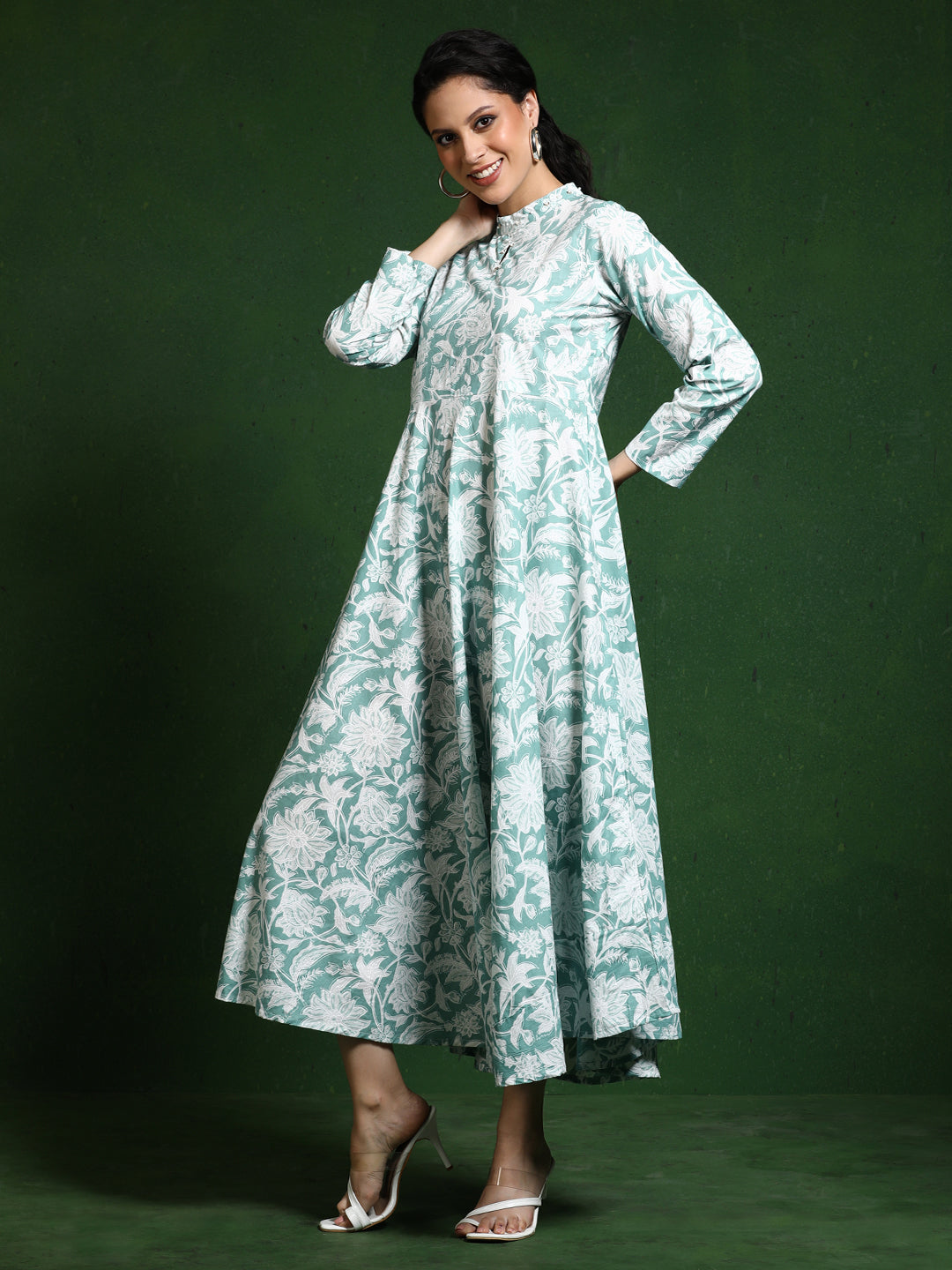 Floral Printed A-Line Pure Cotton Dress