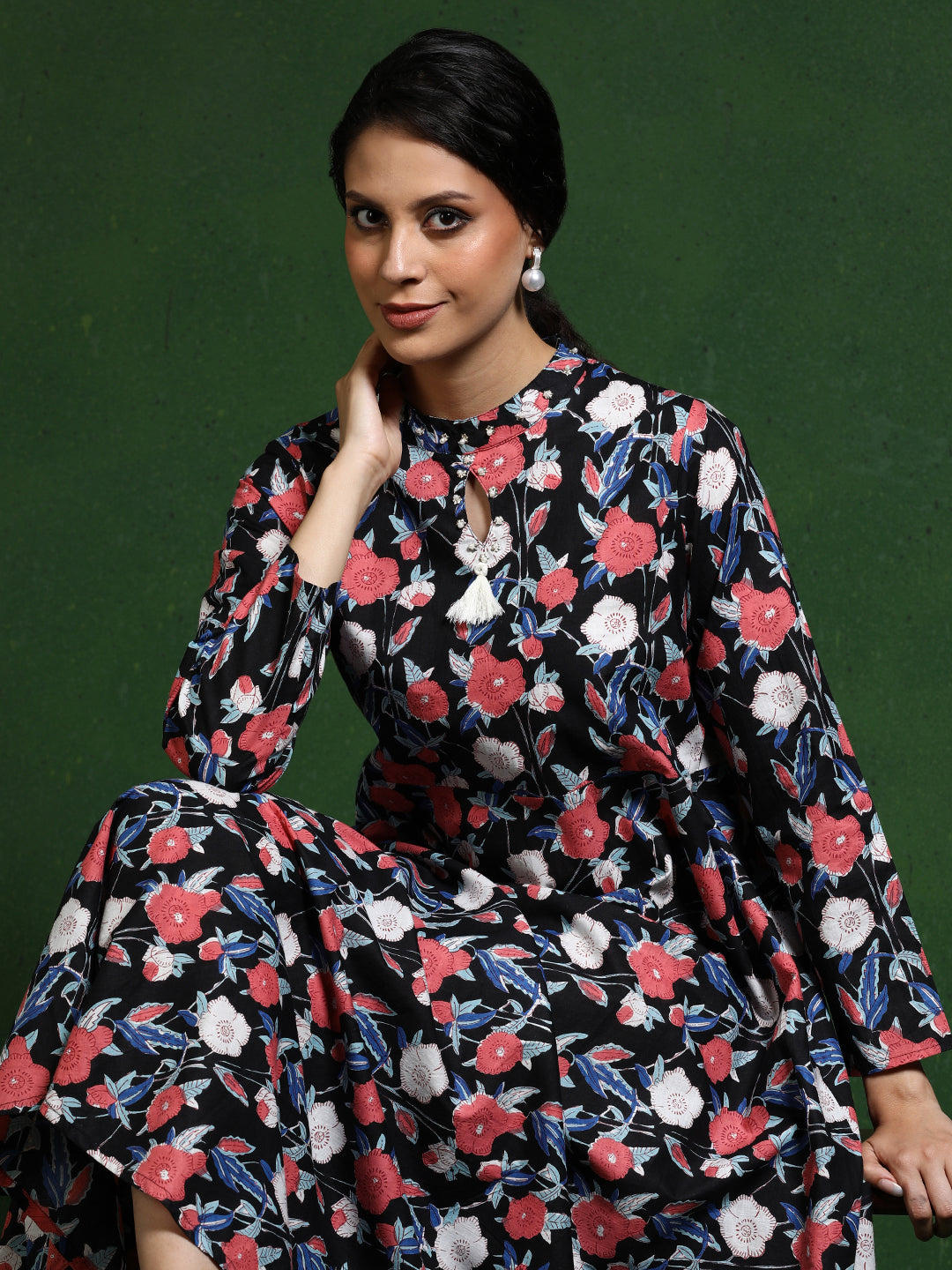 Floral Printed A-Line Pure Cotton Dress