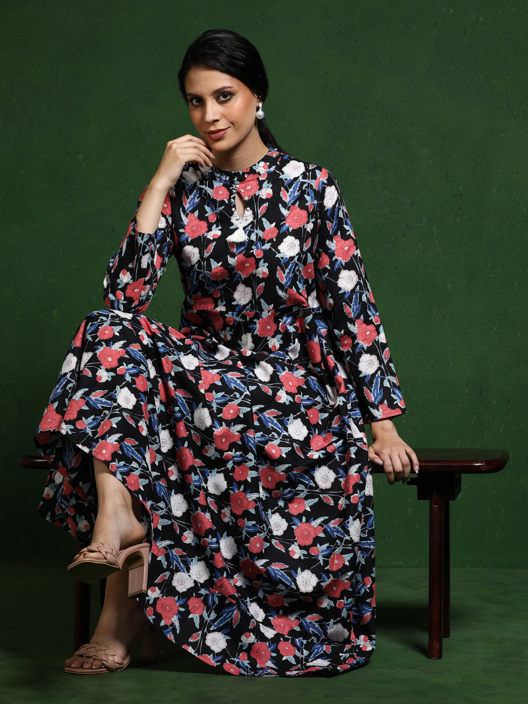 Floral Printed A-Line Pure Cotton Dress