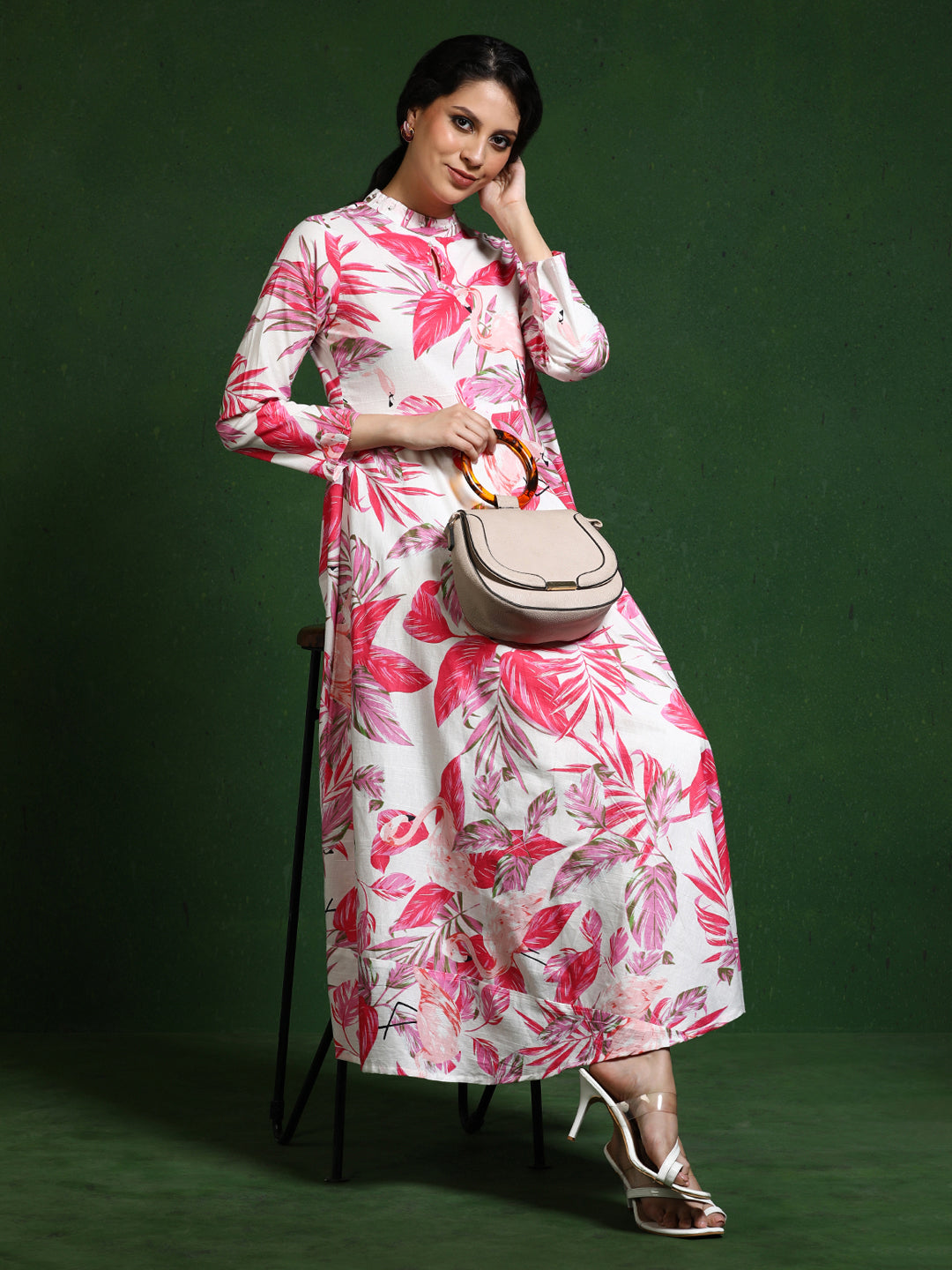 Floral Printed A-Line Pure Cotton Dress