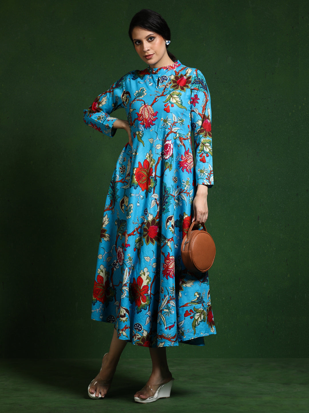 Floral Printed A-Line Pure Cotton Dress