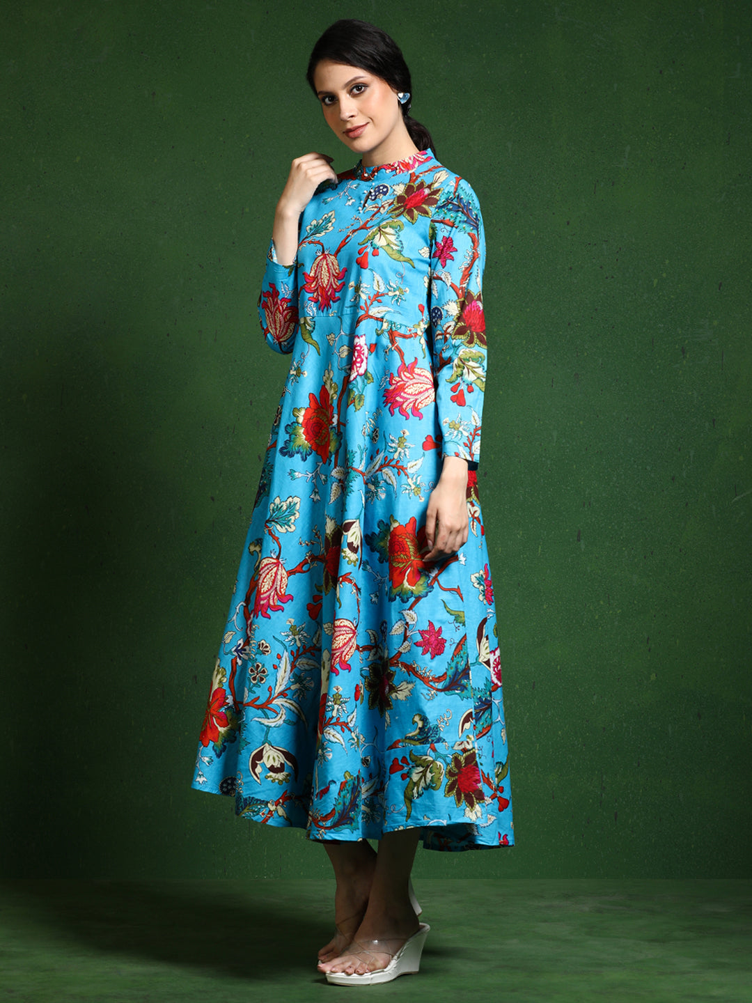 Floral Printed A-Line Pure Cotton Dress