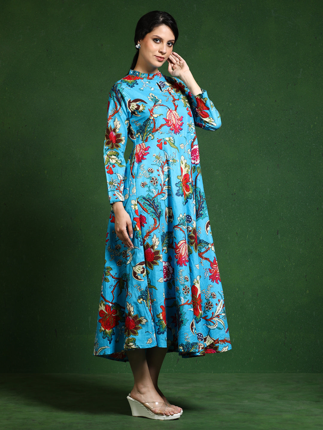 Floral Printed A-Line Pure Cotton Dress