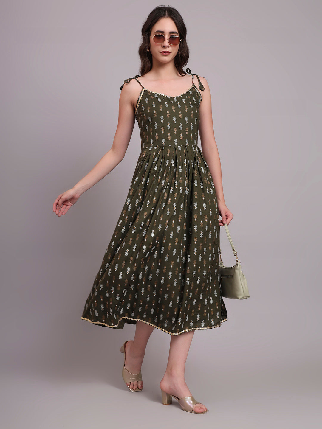 Floral Embroidered A-Line Ethnic Dress