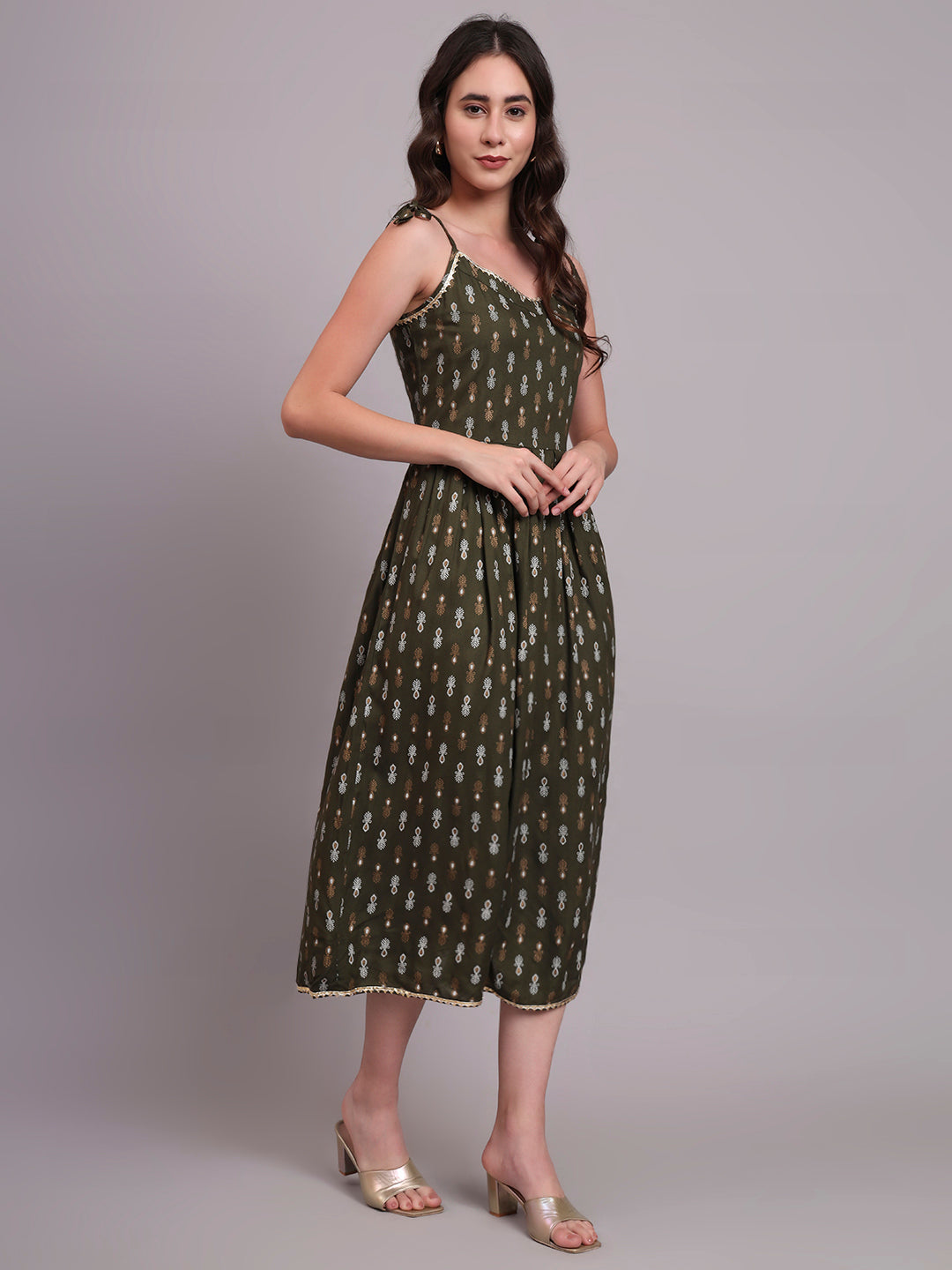 Floral Embroidered A-Line Ethnic Dress