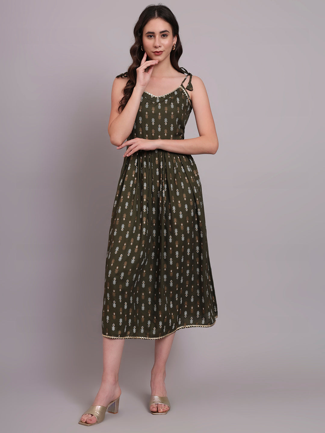 Floral Embroidered A-Line Ethnic Dress