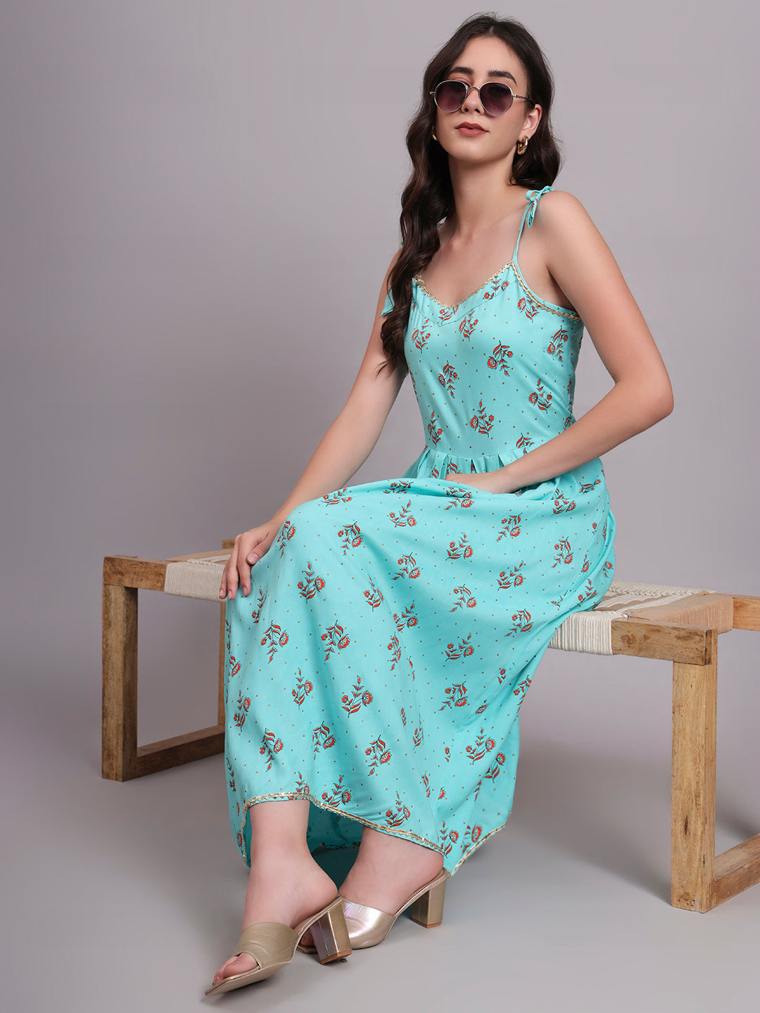 Floral Embroidered A-Line Ethnic Dress