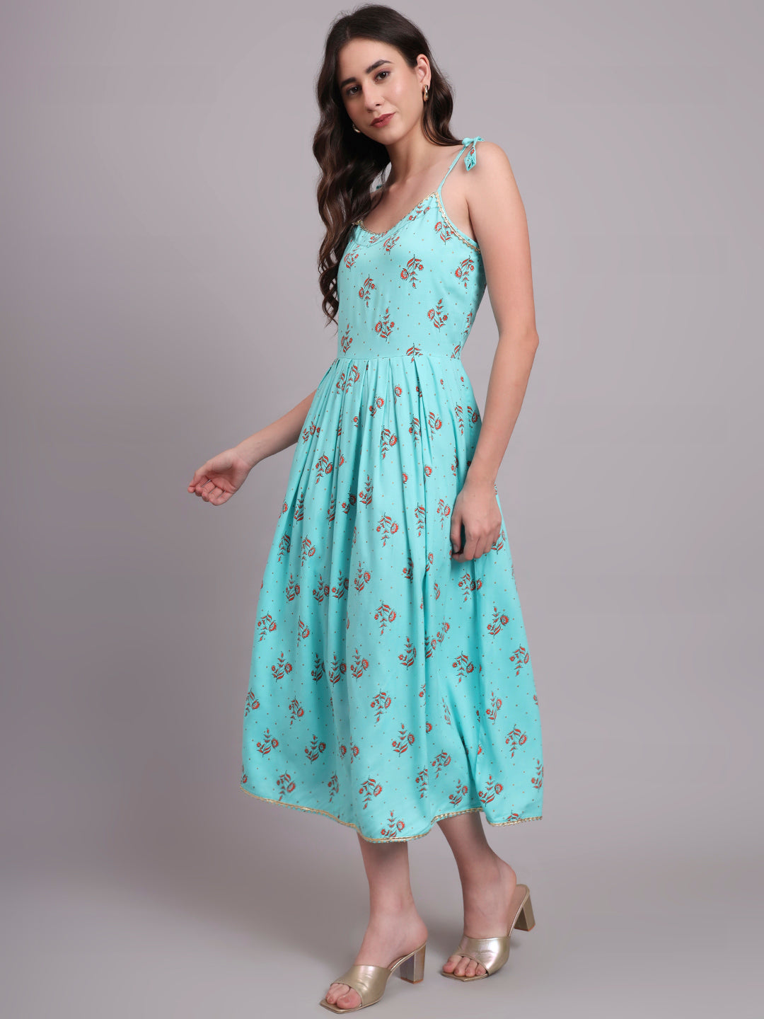 Floral Embroidered A-Line Ethnic Dress