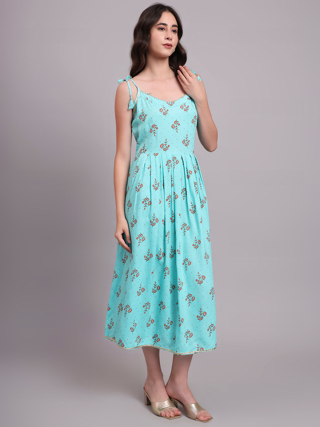 Floral Embroidered A-Line Ethnic Dress
