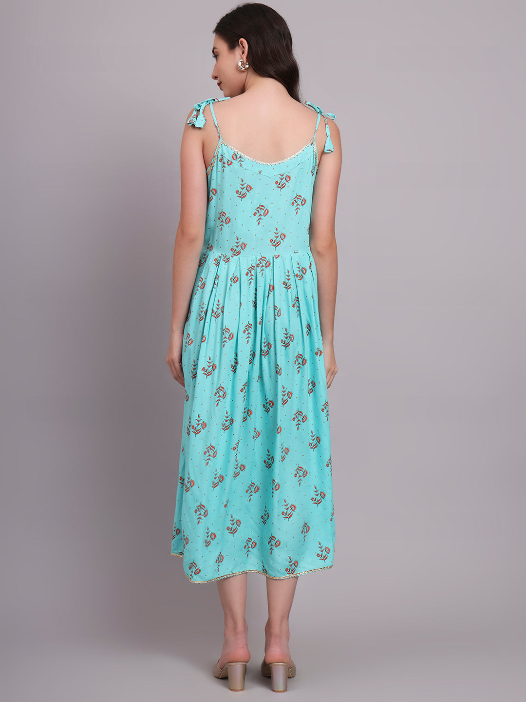 Floral Embroidered A-Line Ethnic Dress