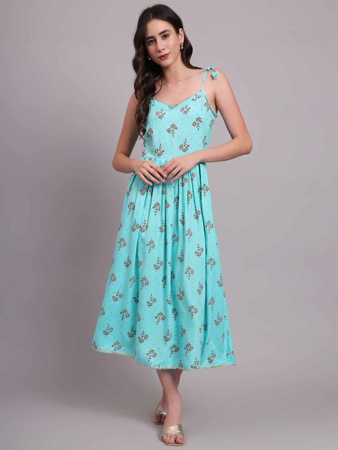 Floral Embroidered A-Line Ethnic Dress