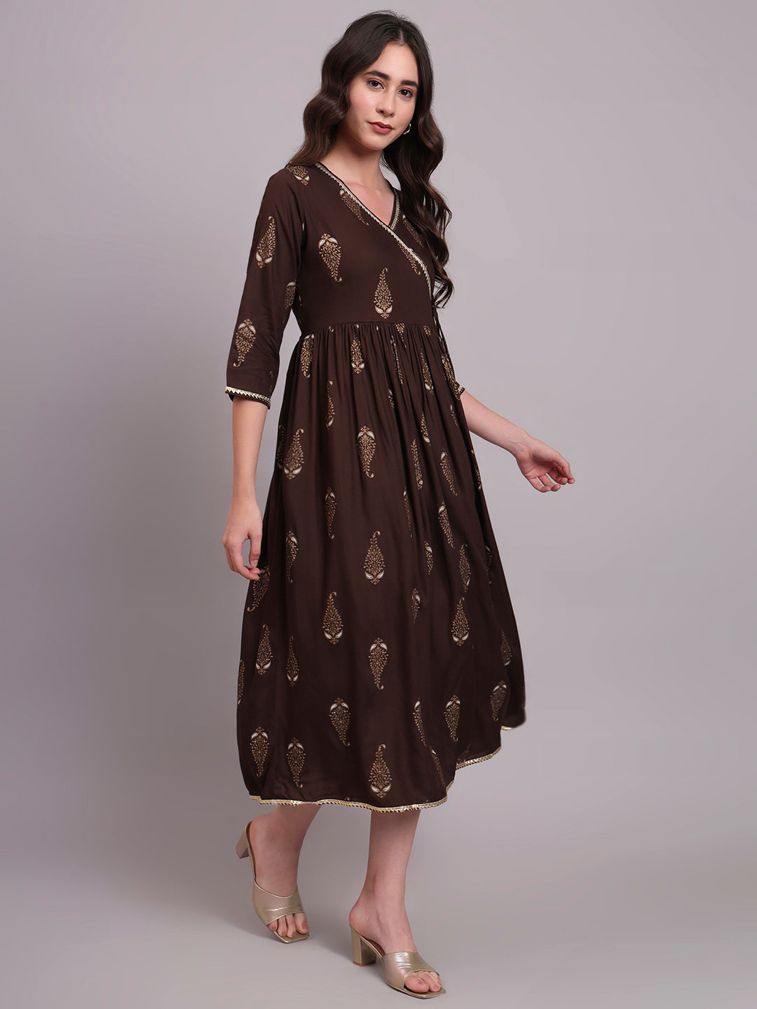 Floral Embroidered A-Line Ethnic Dress