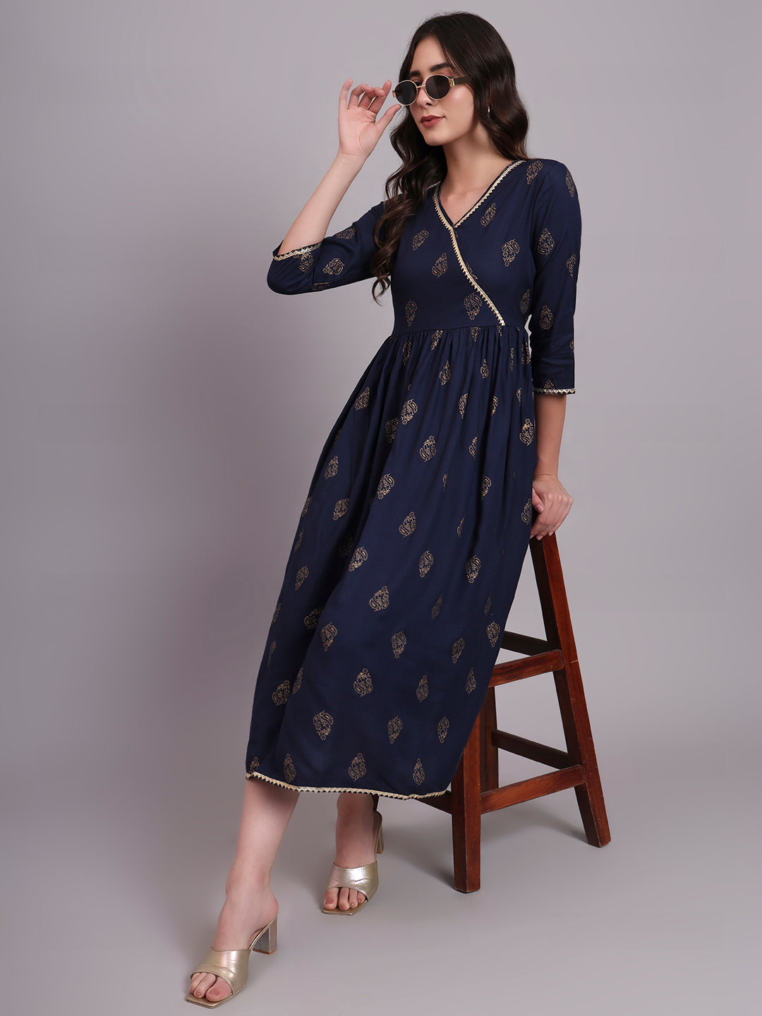 Floral Embroidered A-Line Ethnic Dress