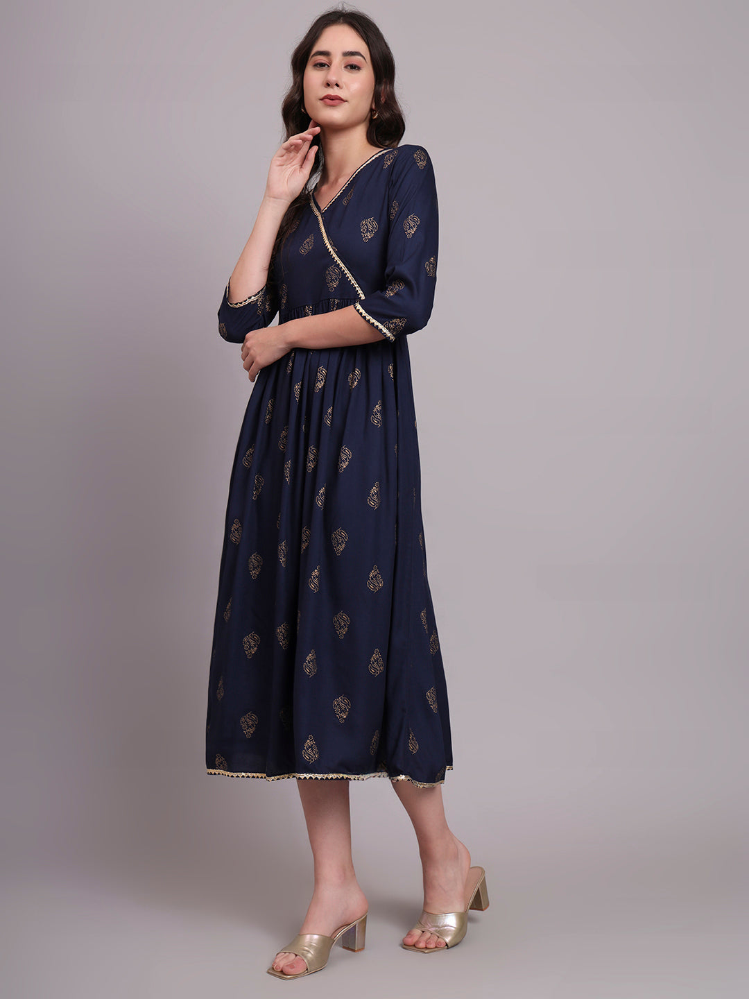 Floral Embroidered A-Line Ethnic Dress