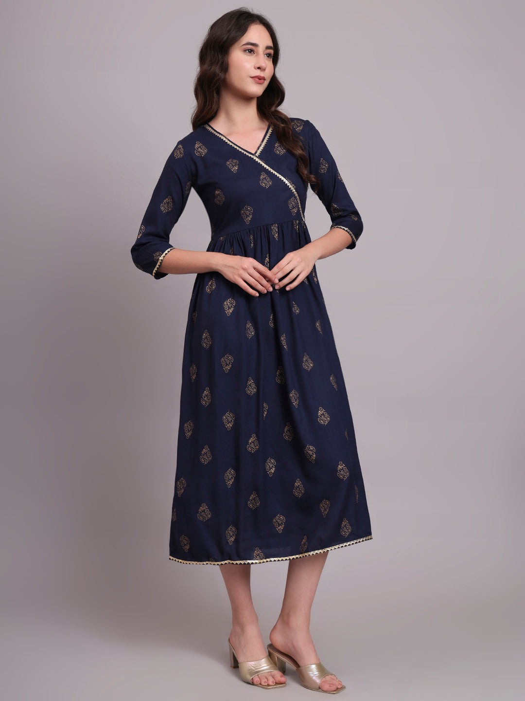 Floral Embroidered A-Line Ethnic Dress