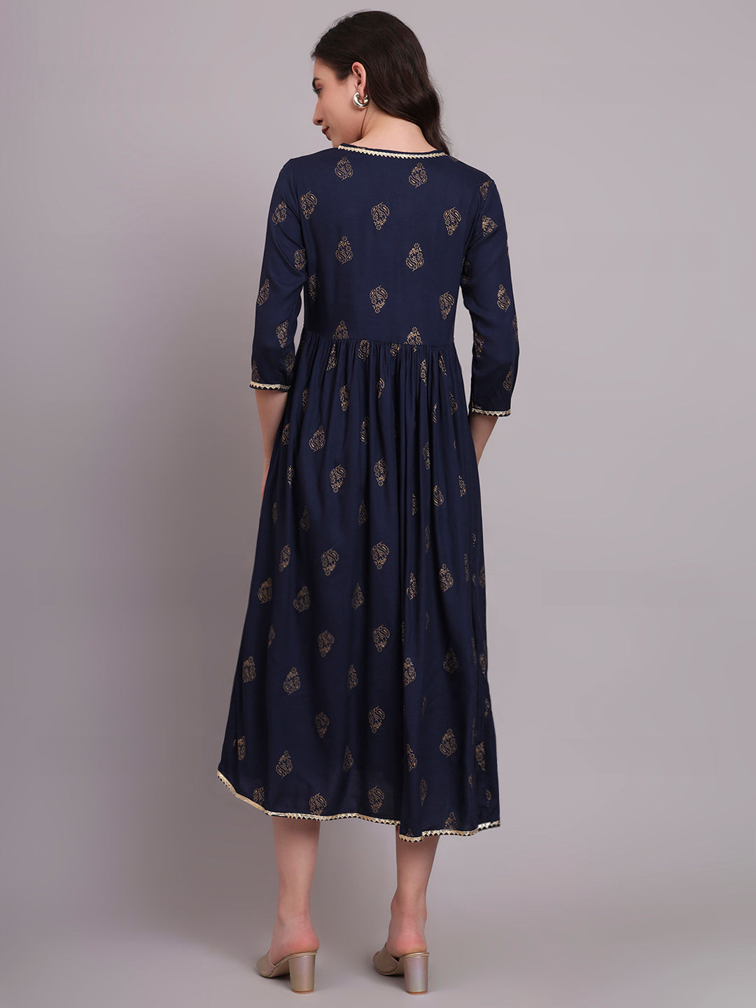 Floral Embroidered A-Line Ethnic Dress