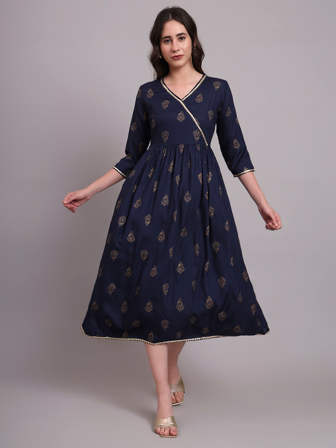 Floral Embroidered A-Line Ethnic Dress