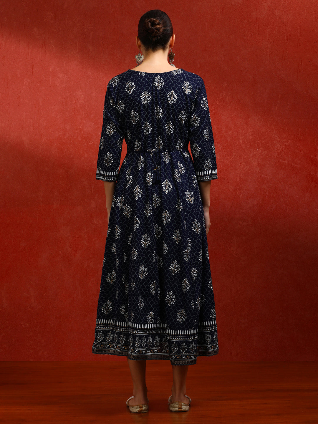 Floral Embroidered A-Line Ethnic Dress