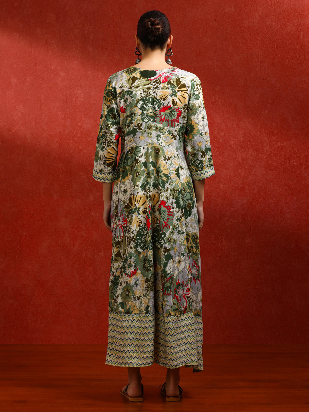 Floral Embroidered A-Line Ethnic Dress