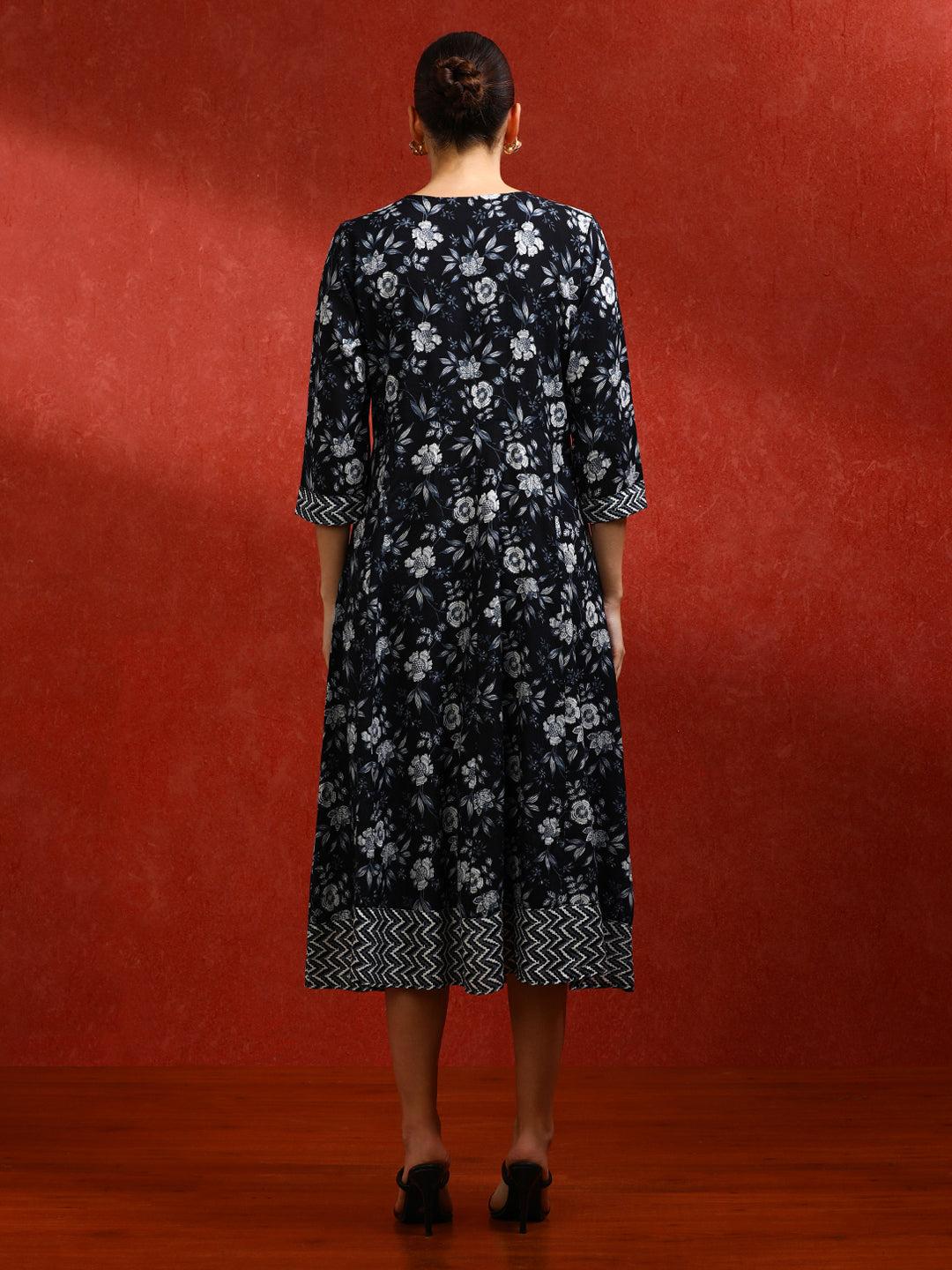 Floral Embroidered A-Line Ethnic Dress