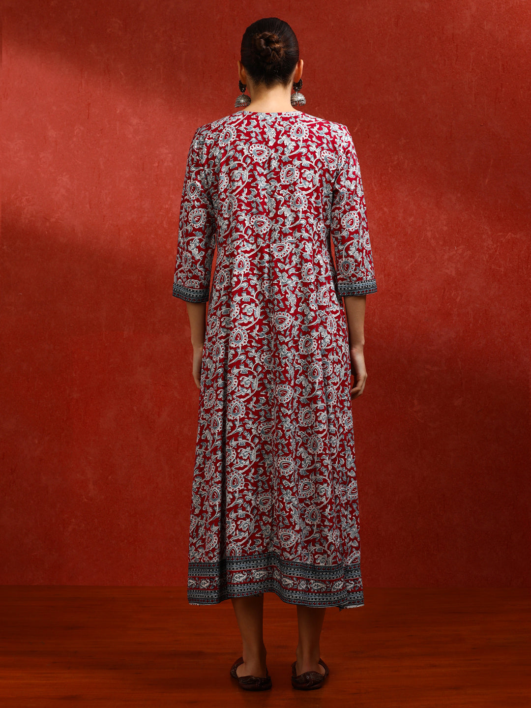 Floral Embroidered A-Line Ethnic Dress