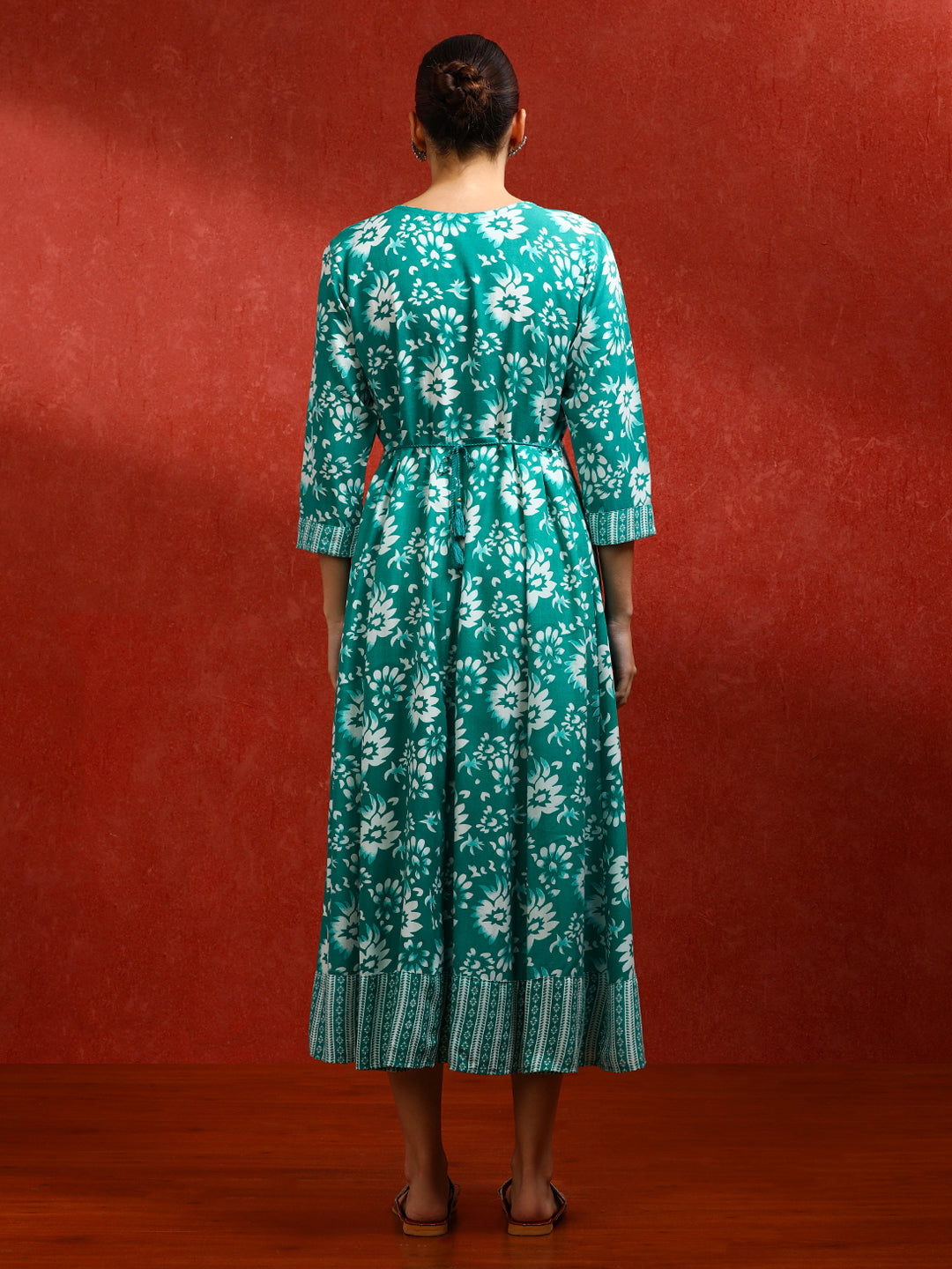 Floral Embroidered A-Line Ethnic Dress