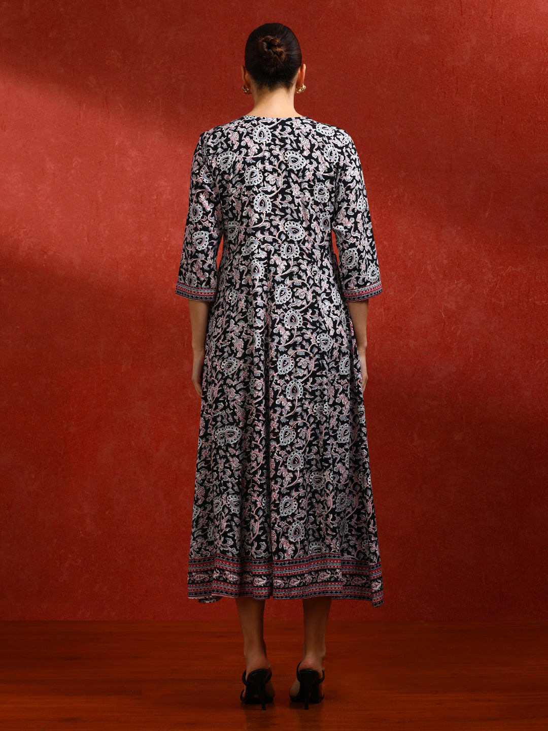 Floral Embroidered A-Line Ethnic Dress