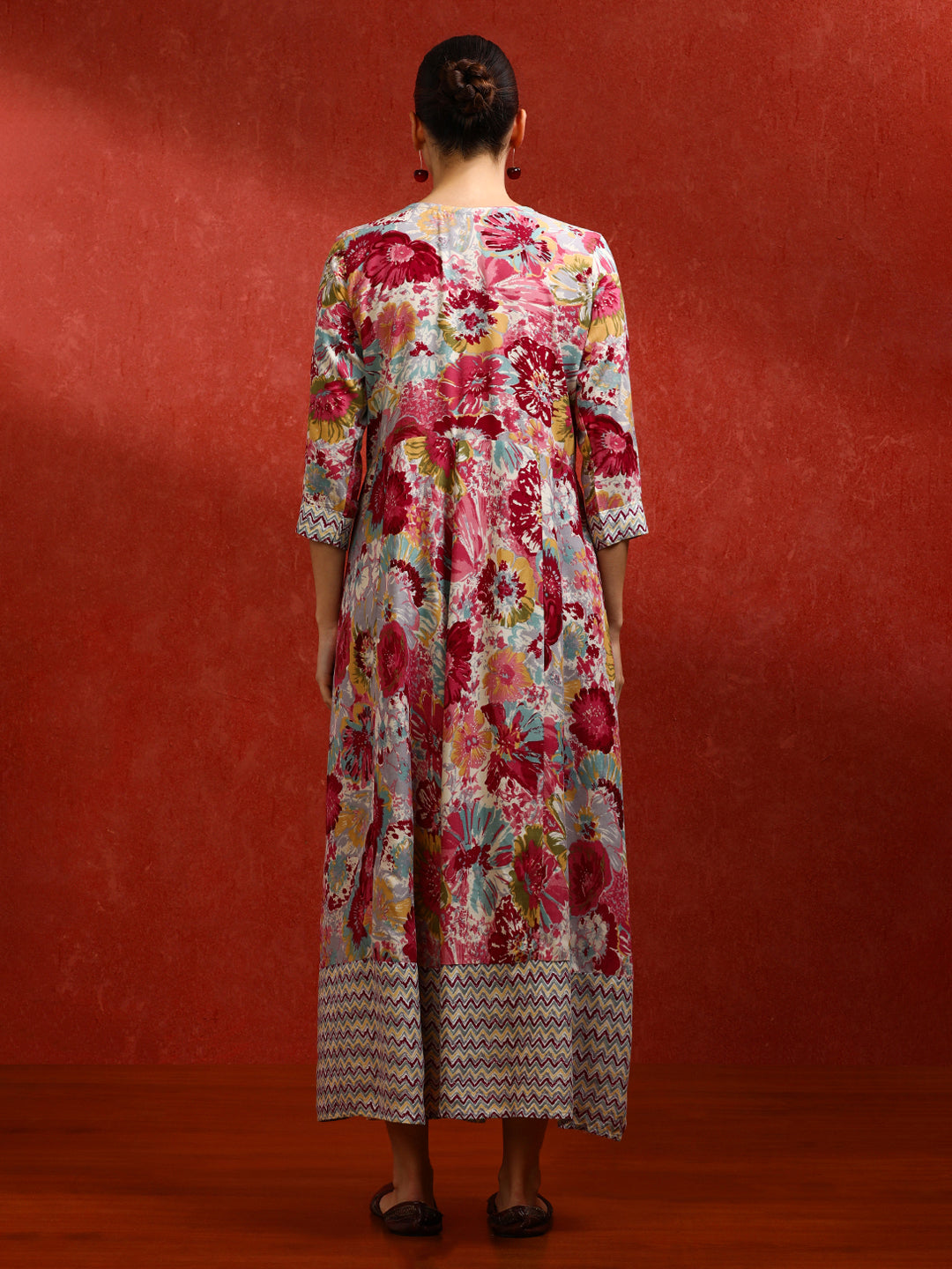 Floral Embroidered A-Line Ethnic Dress