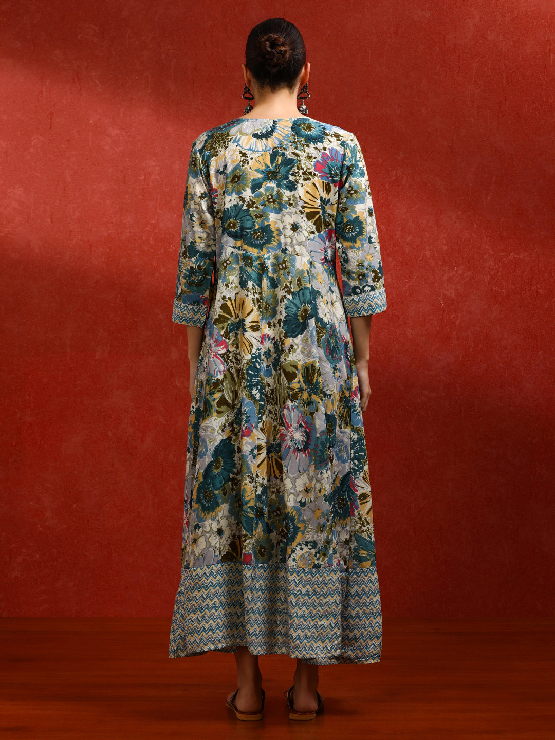 Floral Embroidered A-Line Ethnic Dress