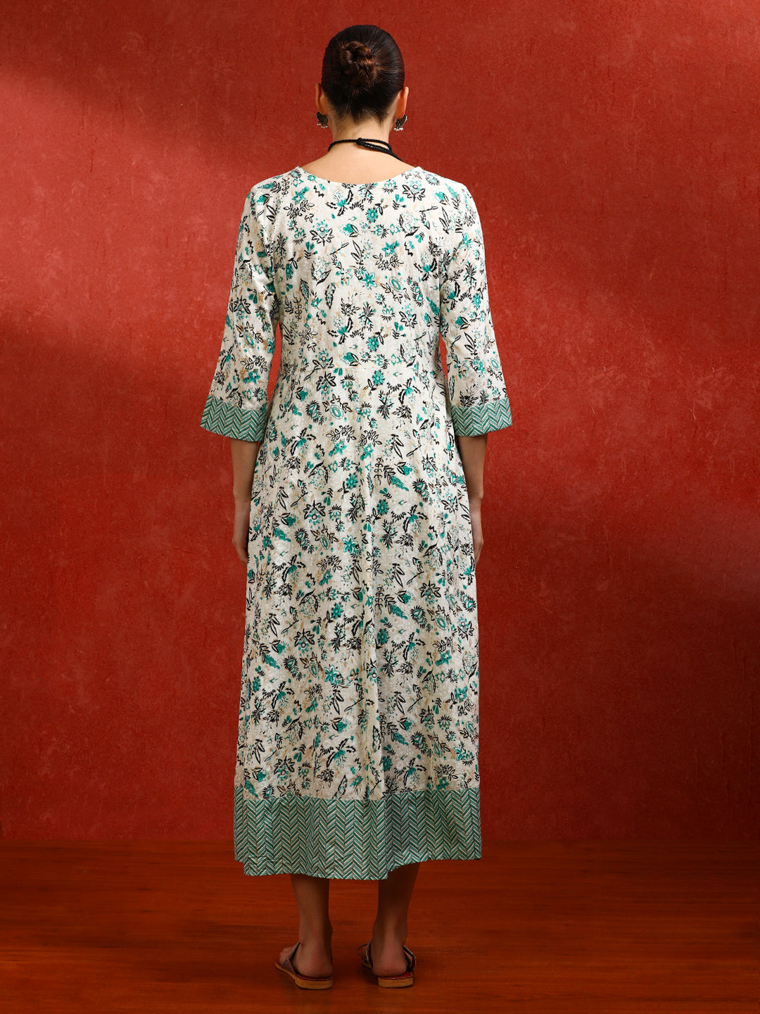 Floral Embroidered A-Line Ethnic Dress