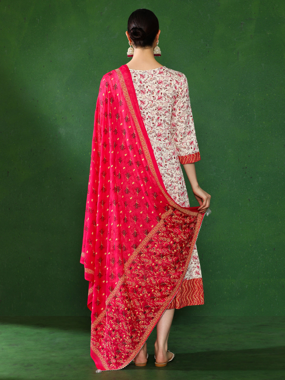 Floral Embroidered A-Line Ethnic Dress With dupatta