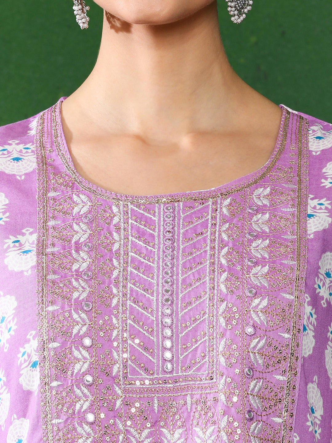 Floral Embroidered A-Line Ethnic Dress With dupatta